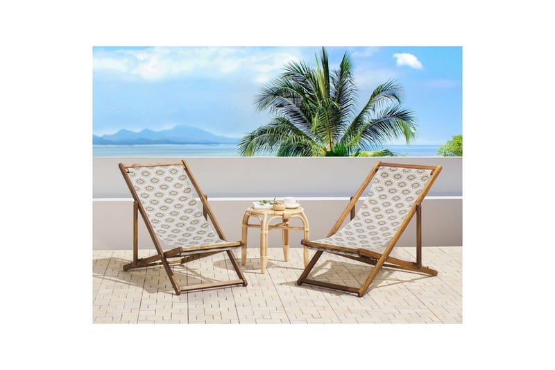 2 kappaletta aurinkotuoleja Anzio - vaalea puu/off-white/beige - Puutarhakalusteet - Puutarhatuoli - Aurinkotuoli