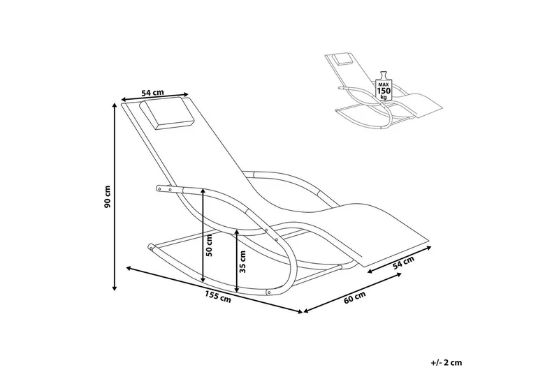 Auringonottovuode Carano II - Harmaa, musta - Puutarhakalusteet - Puutarhatuoli - Aurinkosänky & aurinkovaunu