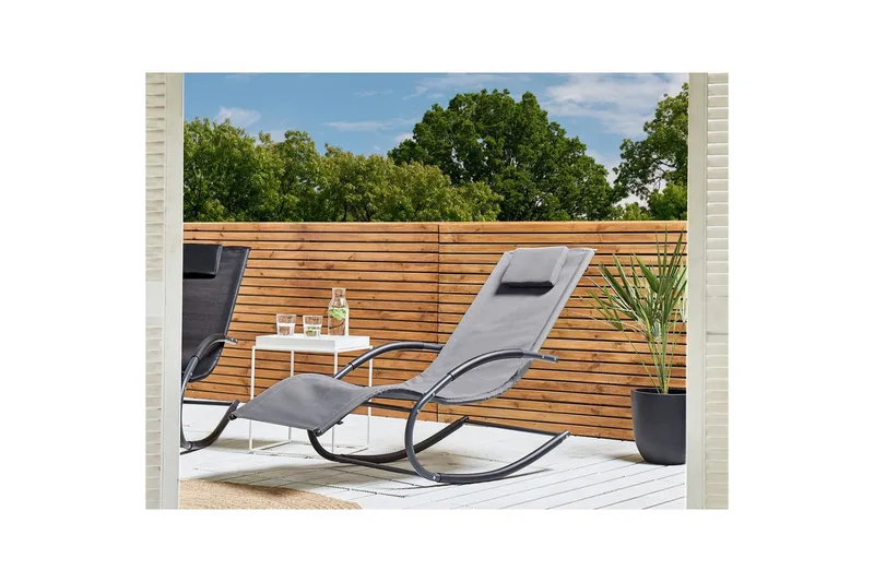 Auringonottovuode Carano II - Vaaleanharmaa, musta - Puutarhakalusteet - Puutarhatuoli - Aurinkosänky & aurinkovaunu