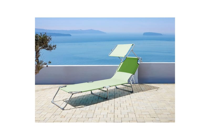 Auringonottovuode Foligno - Vihreä, hopea - Puutarhakalusteet - Puutarhatuoli - Aurinkosänky & aurinkovaunu