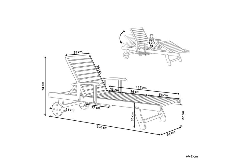 Auringonottovuode Java - Vaalea puu - Puutarhakalusteet - Puutarhatuoli - Aurinkosänky & aurinkovaunu