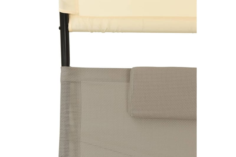 2-istuttava aurinkotuoli katoksella textilene taupe ja kerma - Taupe - Puutarhakalusteet - Puutarhatuoli - Aurinkosänky & aurinkovaunu