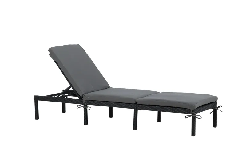 Aurinkosänky Bilbao pehmusteella - Musta/Harmaa - Puutarhakalusteet - Puutarhatuoli - Aurinkosänky & aurinkovaunu