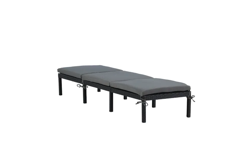 Aurinkosänky Bilbao pehmusteella - Musta/Harmaa - Puutarhakalusteet - Puutarhatuoli - Aurinkosänky & aurinkovaunu