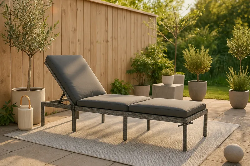 Aurinkosänky Bilbao pehmusteella - Harmaa - Puutarhakalusteet - Puutarhatuoli - Aurinkosänky & aurinkovaunu