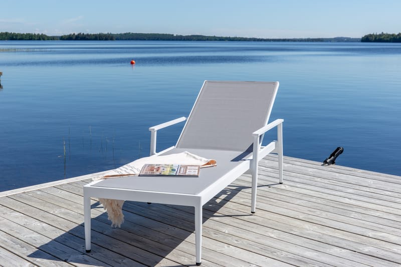 Aurinkosänky Break 189 cm - Valkoinen/Harmaa - Puutarhakalusteet - Puutarhatuoli - Aurinkosänky & aurinkovaunu