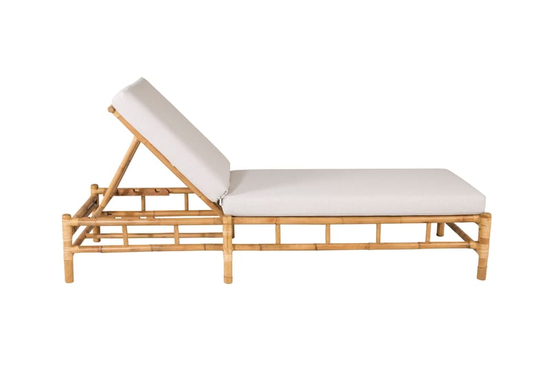 Aurinkosänky Cane pehmusteella/Vaalean - Ruskea/Vaaleanharmaa - Puutarhakalusteet - Puutarhatuoli - Aurinkosänky & aurinkovaunu