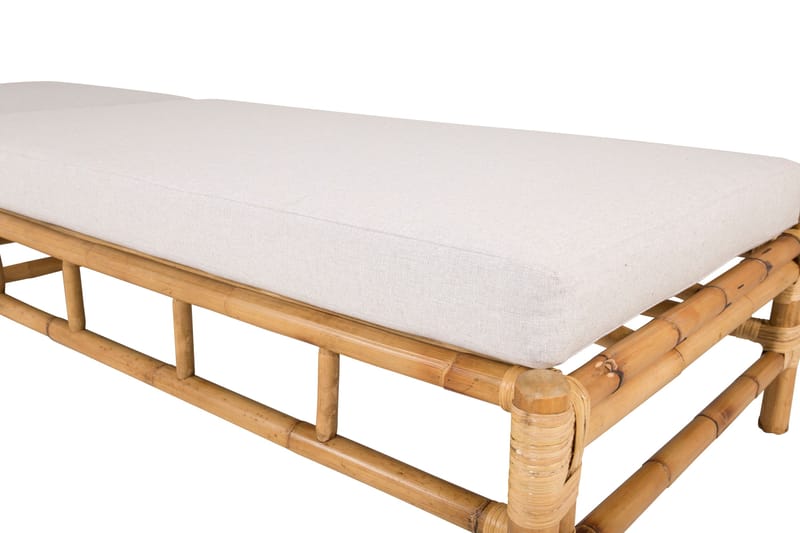 Aurinkosänky Cane pehmusteella/Vaalean - Ruskea/Vaaleanharmaa - Puutarhakalusteet - Puutarhatuoli - Aurinkosänky & aurinkovaunu