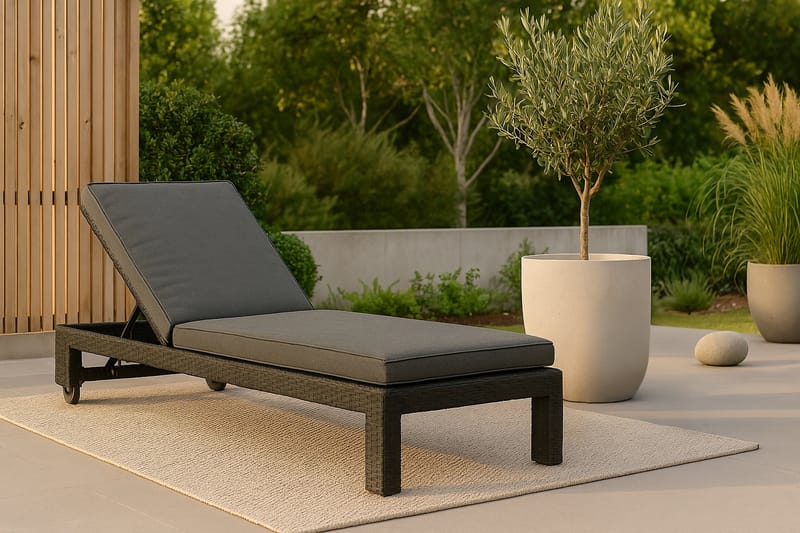 Aurinkosänky London Musta - Venture Home - Puutarhakalusteet - Puutarhatuoli - Aurinkosänky & aurinkovaunu