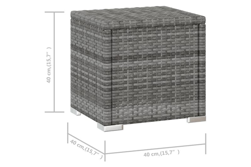 Aurinkosänky sivupöydällä ja pehmusteella Polyrottinki - Harmaa - Aurinkosänky & aurinkovaunu