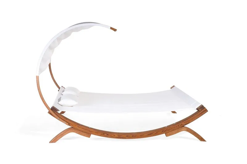 Aurinkosänky Teramo 205x225 cm - Valkoinen - Puutarhakalusteet - Puutarhatuoli - Aurinkosänky & aurinkovaunu