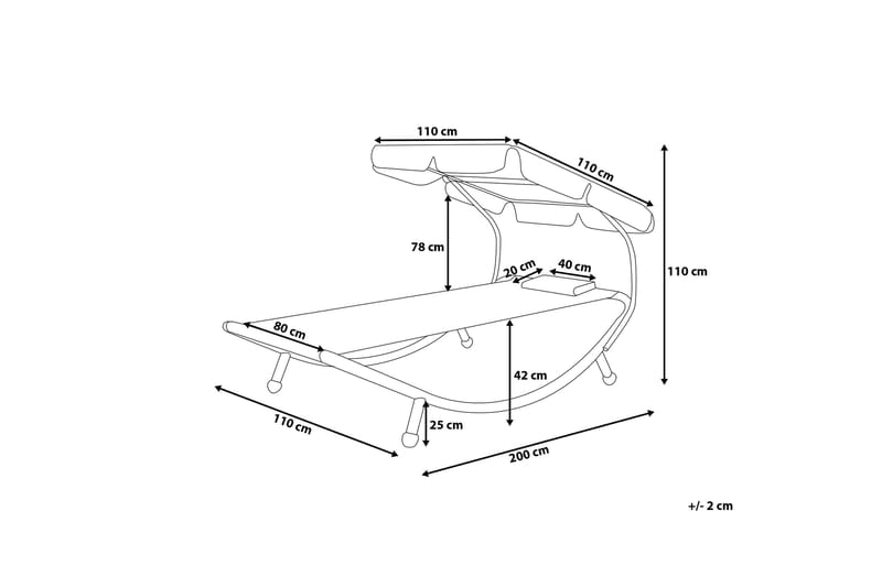 Aurinkosänky Terno 110x200 cm - Harmaa - Puutarhakalusteet - Puutarhatuoli - Aurinkosänky & aurinkovaunu