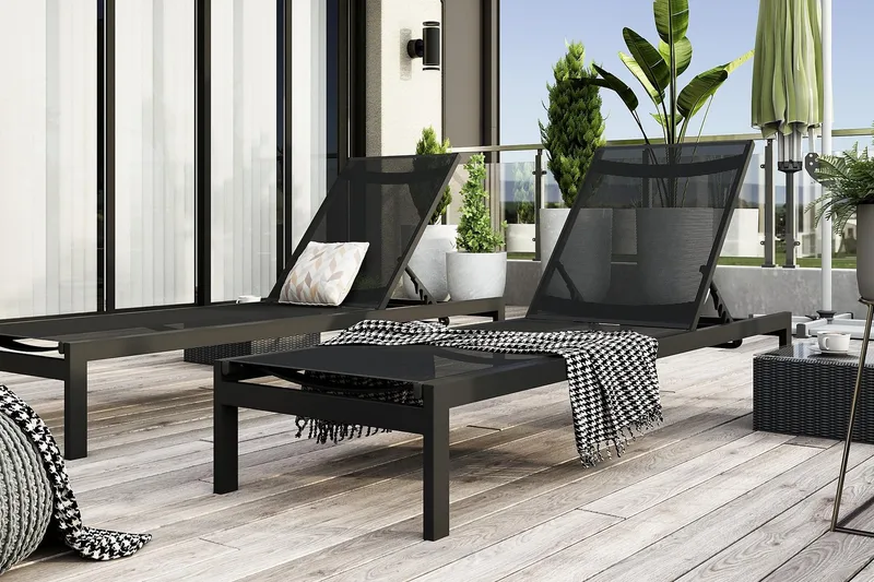 Aurinkosänky Tunis - Musta - Puutarhakalusteet - Puutarhatuoli - Aurinkosänky & aurinkovaunu