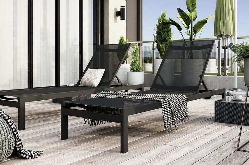 Aurinkosänky Tunis - Musta - Puutarhakalusteet - Puutarhatuoli - Aurinkosänky & aurinkovaunu