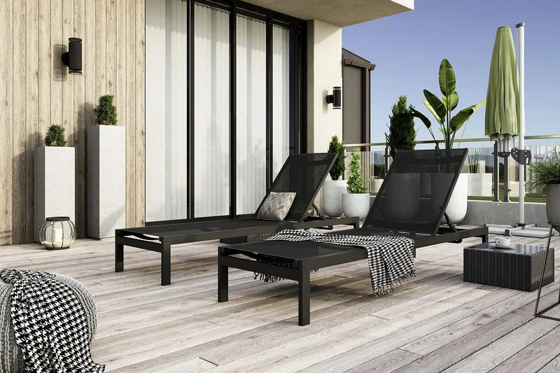 Aurinkosänky Tunis - Musta - Puutarhakalusteet - Puutarhatuoli - Aurinkosänky & aurinkovaunu