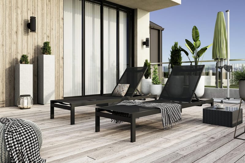 Aurinkosänky Tunis - Musta - Puutarhakalusteet - Puutarhatuoli - Aurinkosänky & aurinkovaunu