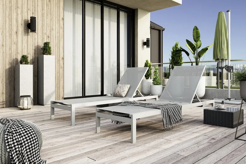 Aurinkosänky Tunis - Valkoinen - Puutarhakalusteet - Puutarhatuoli - Aurinkosänky & aurinkovaunu