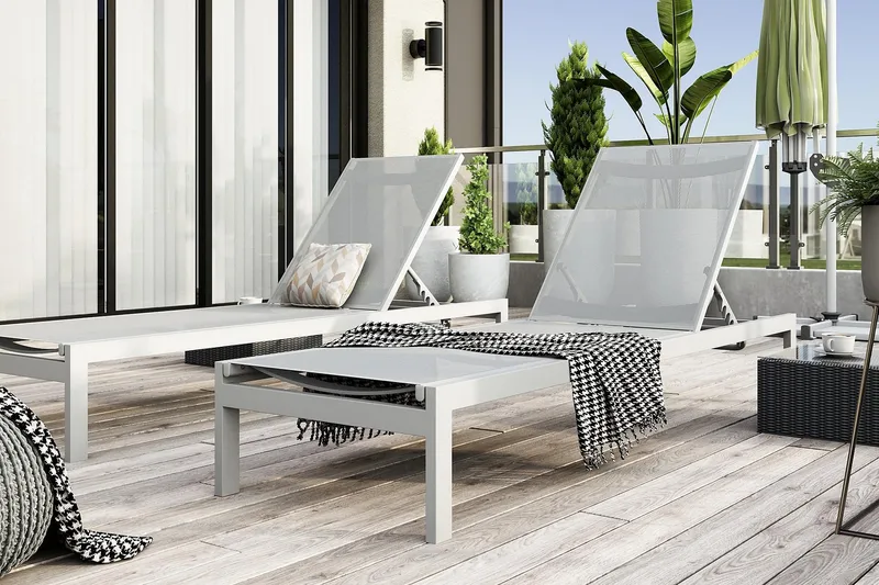 Aurinkosänky Tunis - Valkoinen - Puutarhakalusteet - Puutarhatuoli - Aurinkosänky & aurinkovaunu