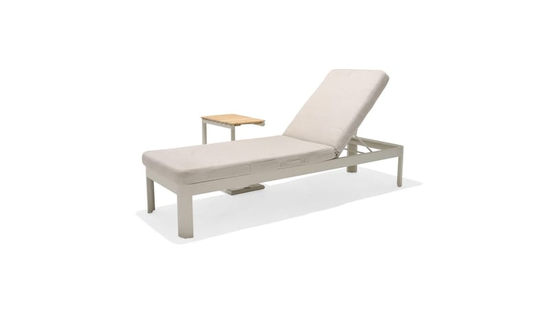 Aurinkosänky Portals Pehmusteella 189 cm - Valkoinen/Puu - Puutarhakalusteet - Puutarhatuoli - Aurinkosänky & aurinkovaunu
