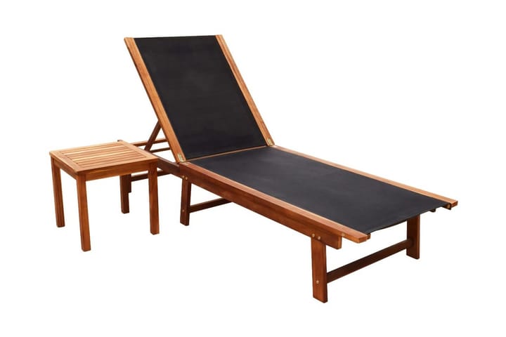 Aurinkotuoli ja pieni pöytä akaasiapuu ja textilene - Ruskea - Aurinkosänky & aurinkovaunu