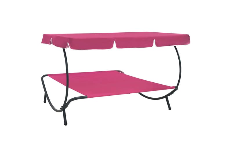 Aurinkovuode katoksella pinkki - Pinkki - Puutarhakalusteet - Puutarhatuoli - Aurinkosänky & aurinkovaunu