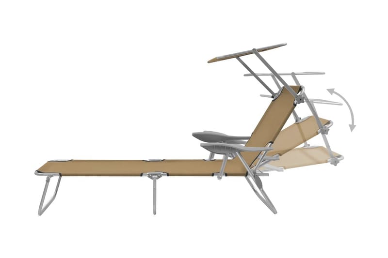 Kokoontaitettava aurinkotuoli katoksella teräs harmaanruskea - Ruskea - Aurinkosänky & aurinkovaunu