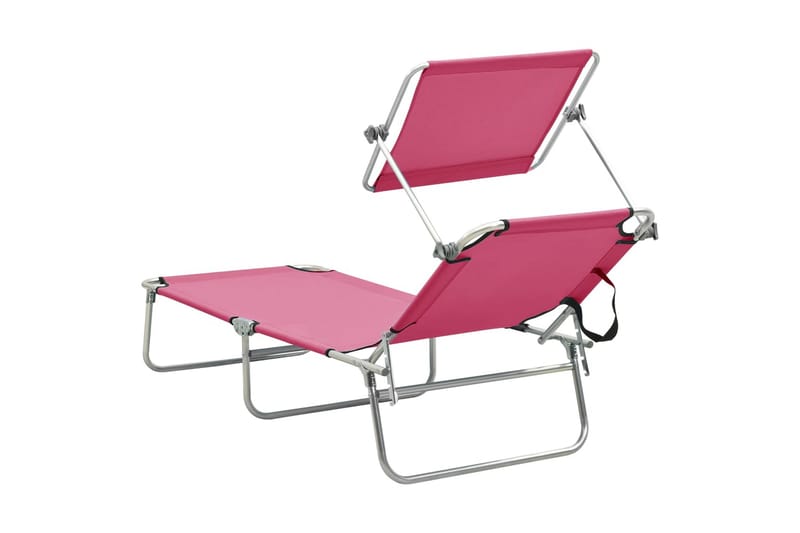 Kokoontaitettava aurinkotuoli katoksella teräs magenta - Pinkki - Puutarhakalusteet - Puutarhatuoli - Aurinkosänky & aurinkovaunu