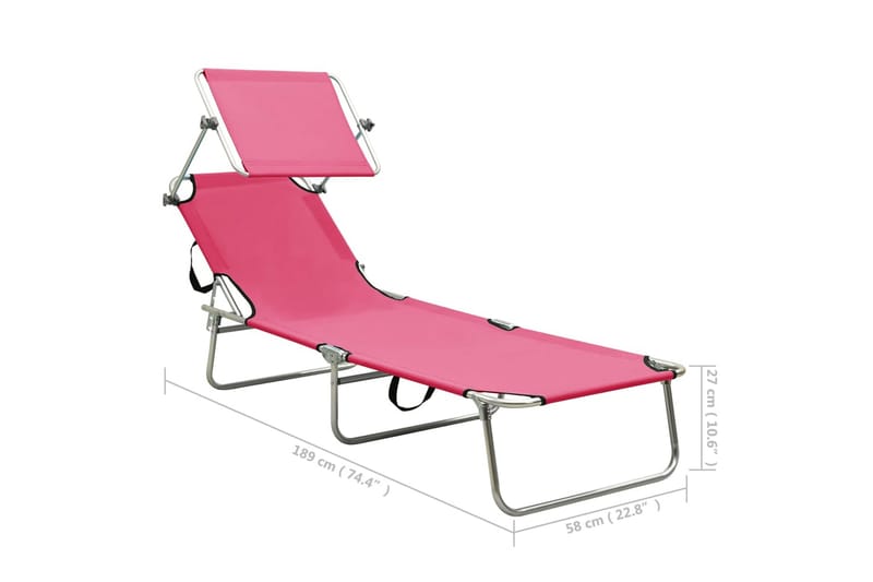Kokoontaitettava aurinkotuoli katoksella teräs magenta - Pinkki - Puutarhakalusteet - Puutarhatuoli - Aurinkosänky & aurinkovaunu