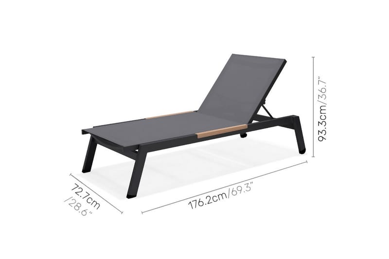Panama Aurinkotuoli 176x72 cm Musta - Lifestyle Garden - Puutarhakalusteet - Puutarhatuoli - Aurinkosänky & aurinkovaunu