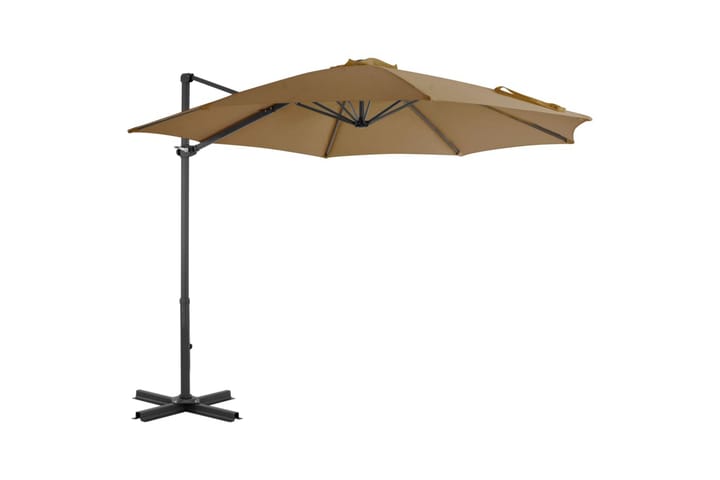 Riippuva aurinkovarjo alumiinipylväällä 300 cm harmaanruskea - Ruskea - Aurinkosänky & aurinkovaunu