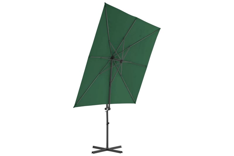 Riippuva aurinkovarjo teräspylväällä 250x250 cm vihreä - Vihreä - Puutarhakalusteet - Puutarhatuoli - Aurinkosänky & aurinkovaunu