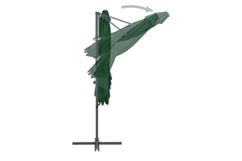Riippuva aurinkovarjo teräspylväällä 250x250 cm vihreä - Vihreä - Puutarhakalusteet - Puutarhatuoli - Aurinkosänky & aurinkovaunu