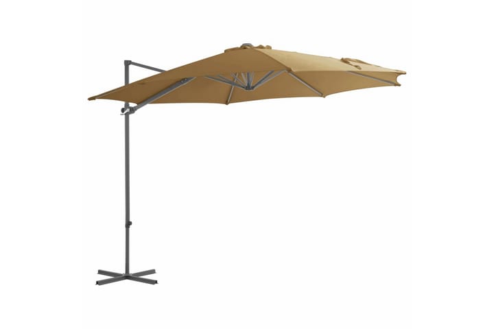 Riippuva aurinkovarjo teräspylväällä 300 cm harmaanruskea - Ruskea - Aurinkosänky & aurinkovaunu