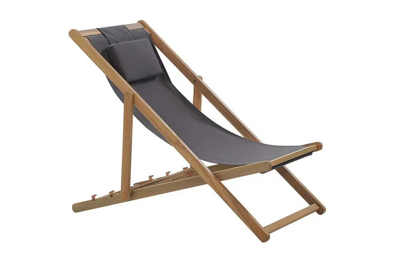 Aurinkotuoli 2 vaihtokankaat Avellino - Harmaa, Vaalea puu, Monivärinen - Puutarhakalusteet - Puutarhatuoli - Aurinkotuoli