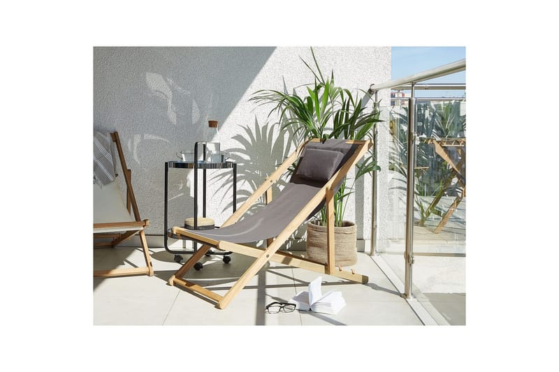 Aurinkotuoli 2 vaihtokankaat Avellino - Harmaa, Vaalea puu, Monivärinen - Puutarhakalusteet - Puutarhatuoli - Aurinkotuoli