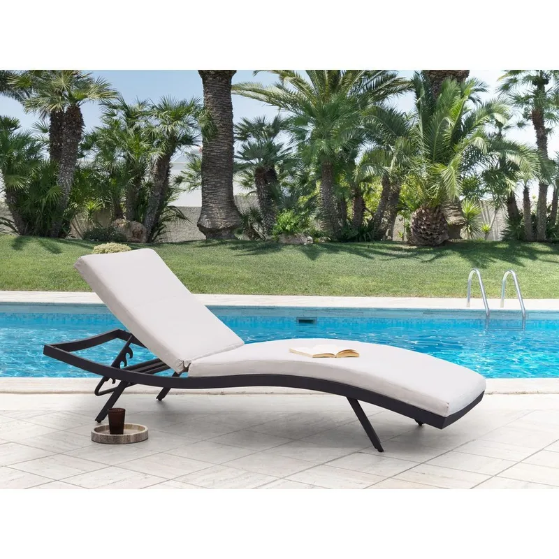 Aurinkotuoli Amelia - Beige, musta - Puutarhakalusteet - Puutarhatuoli - Aurinkotuoli