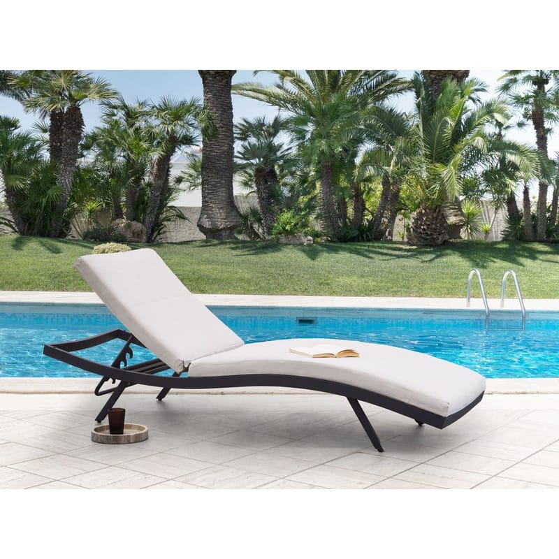 Aurinkotuoli Amelia - Beige, musta - Puutarhakalusteet - Puutarhatuoli - Aurinkotuoli