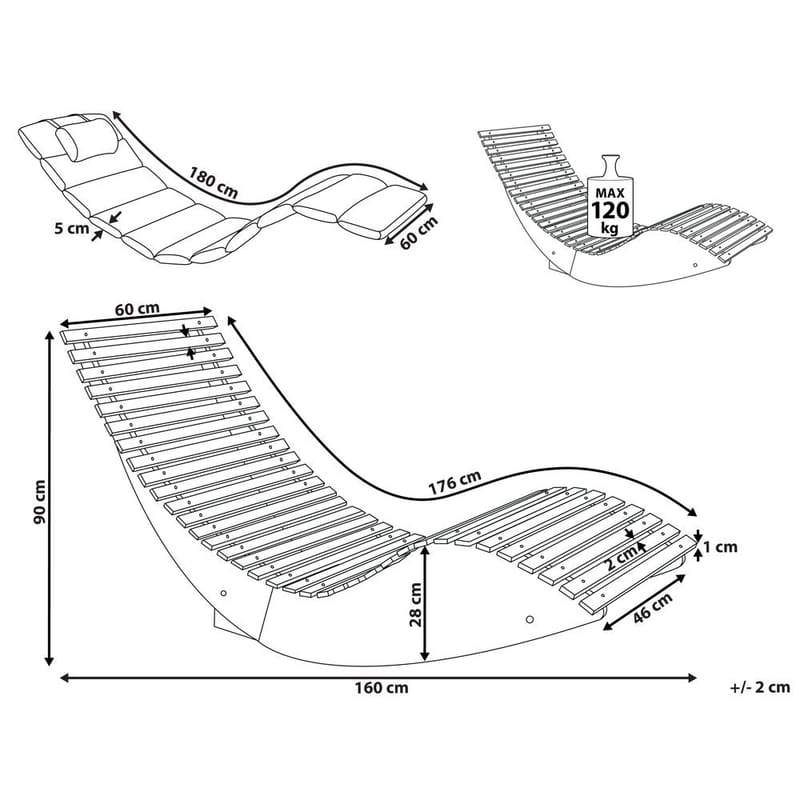 Aurinkotuoli Brescia Premium - Vaalea puu, taupe - Puutarhakalusteet - Puutarhatuoli - Aurinkotuoli