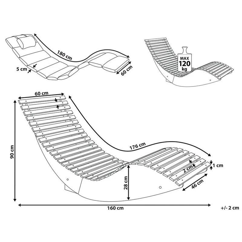 Aurinkotuoli Brescia Premium - Vaalea puu, vaaleanharmaa - Puutarhakalusteet - Puutarhatuoli - Aurinkotuoli