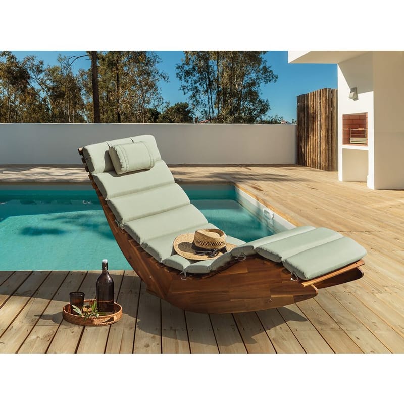 Aurinkotuoli Brescia Premium - Vaalea puu, vihreä - Puutarhakalusteet - Puutarhatuoli - Aurinkotuoli