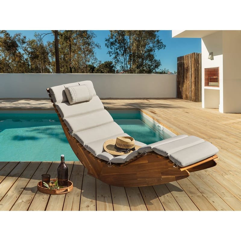 Aurinkotuoli Brescia Premium - Vaalea puu, taupe - Puutarhakalusteet - Puutarhatuoli - Aurinkotuoli