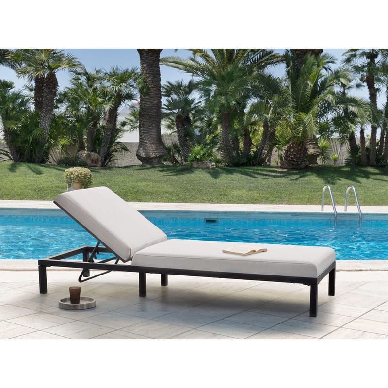 Aurinkotuoli Lariano - Beige, musta - Puutarhakalusteet - Puutarhatuoli - Aurinkotuoli