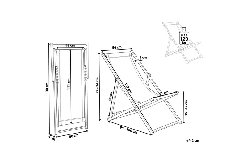 Aurinkotuoli Locri Ii - Sininen, Valkoinen - Puutarhakalusteet - Puutarhatuoli - Aurinkotuoli