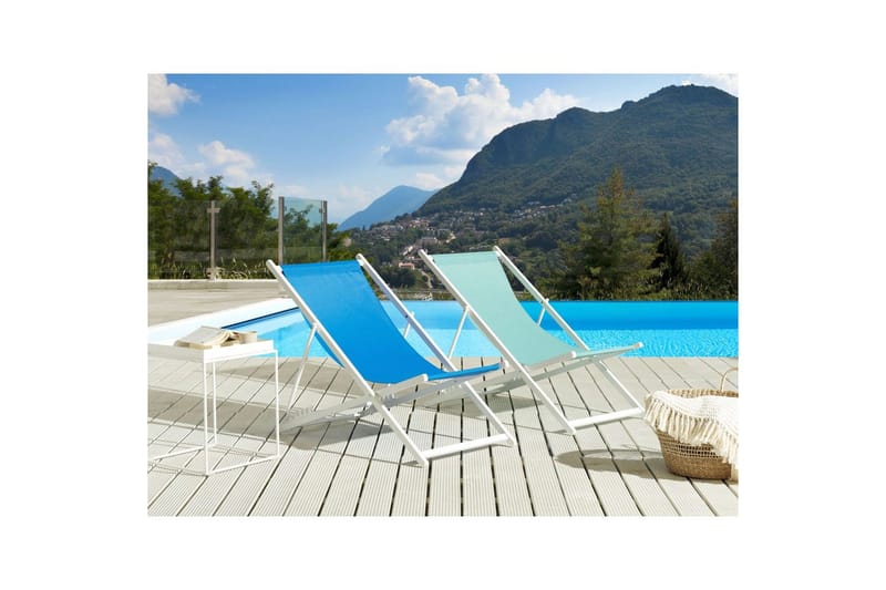 Aurinkotuoli Locri Ii - Sininen, Valkoinen - Puutarhakalusteet - Puutarhatuoli - Aurinkotuoli