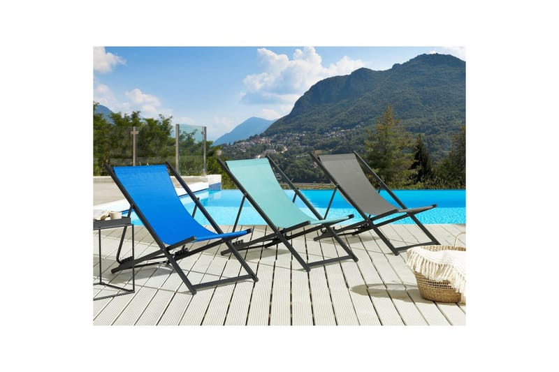 Aurinkotuoli Locri Ii - Turkoosi, Musta - Puutarhakalusteet - Puutarhatuoli - Aurinkotuoli