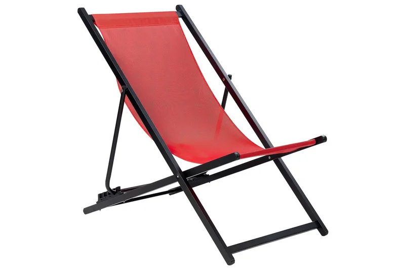 Aurinkotuoli Locri Ii - Punainen, Musta - Puutarhakalusteet - Puutarhatuoli - Aurinkotuoli