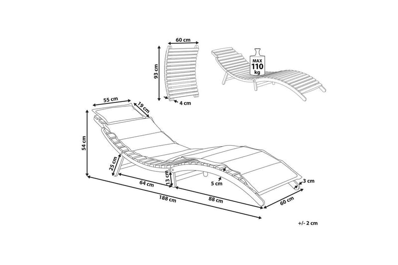 Aurinkotuoli Luino - Vaalea puu, harmaa - Puutarhakalusteet - Puutarhatuoli - Aurinkosänky & aurinkovaunu