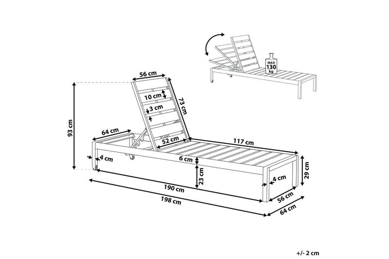 Aurinkotuoli Nardo - Vaaleaa puuta, musta, Vaalea puu, musta - Puutarhakalusteet - Puutarhatuoli - Aurinkosänky & aurinkovaunu