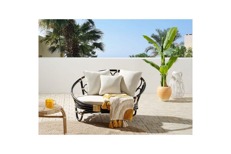 Aurinkotuoli Rossano - Musta, beige - Puutarhakalusteet - Puutarhatuoli - Ulkotilan nojatuolit