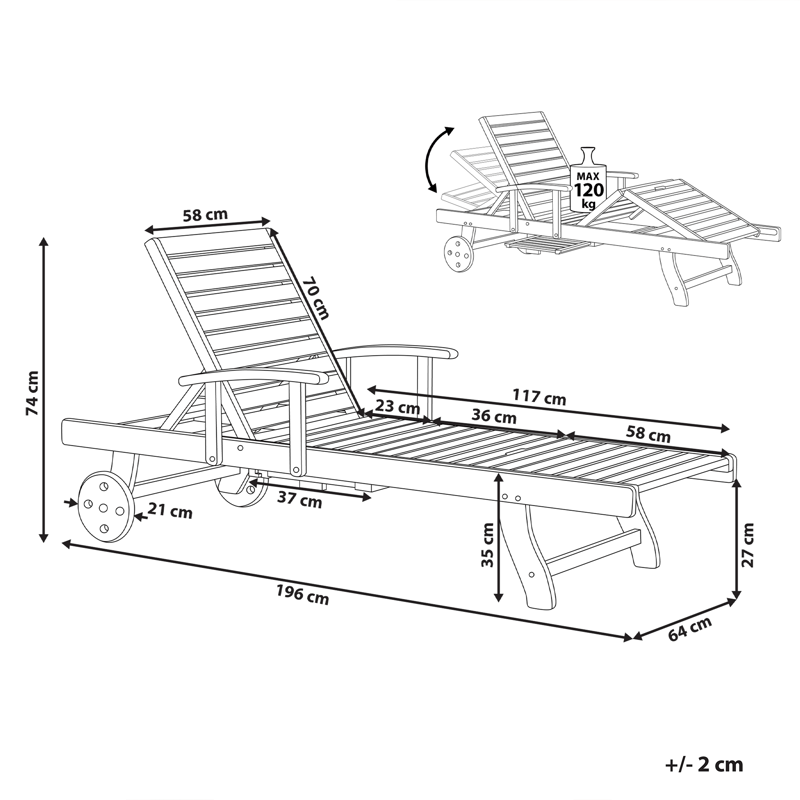 Aurinkotuoli ulos Amantea akaasiapuu - Ruskea - Puutarhakalusteet - Puutarhatuoli - Aurinkosänky & aurinkovaunu